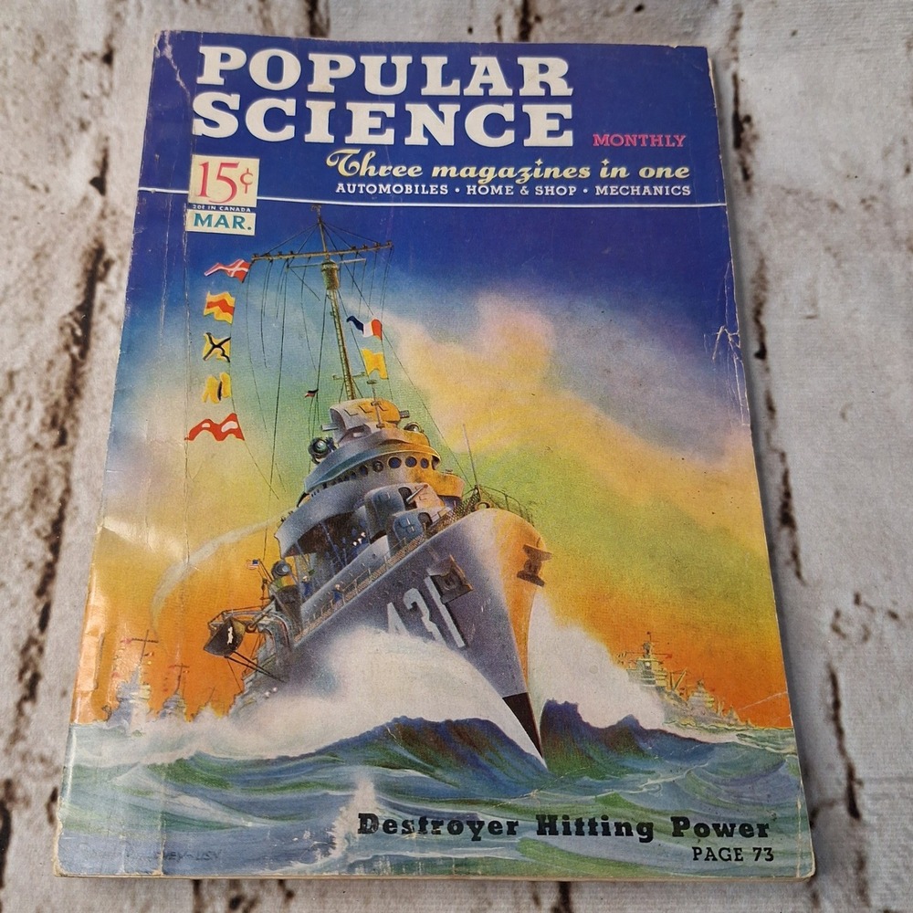 Vintage Popular Science Monthly March 1941 Navy Destroyer Popeye Military memory